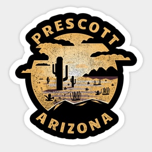 Prescott Arizona Desert Illustration Vintage Souvenir Sticker